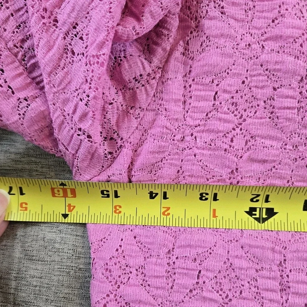 NWT Free People Women's Lacey Open Back Long Balloon Sleeves Pink Size Large
